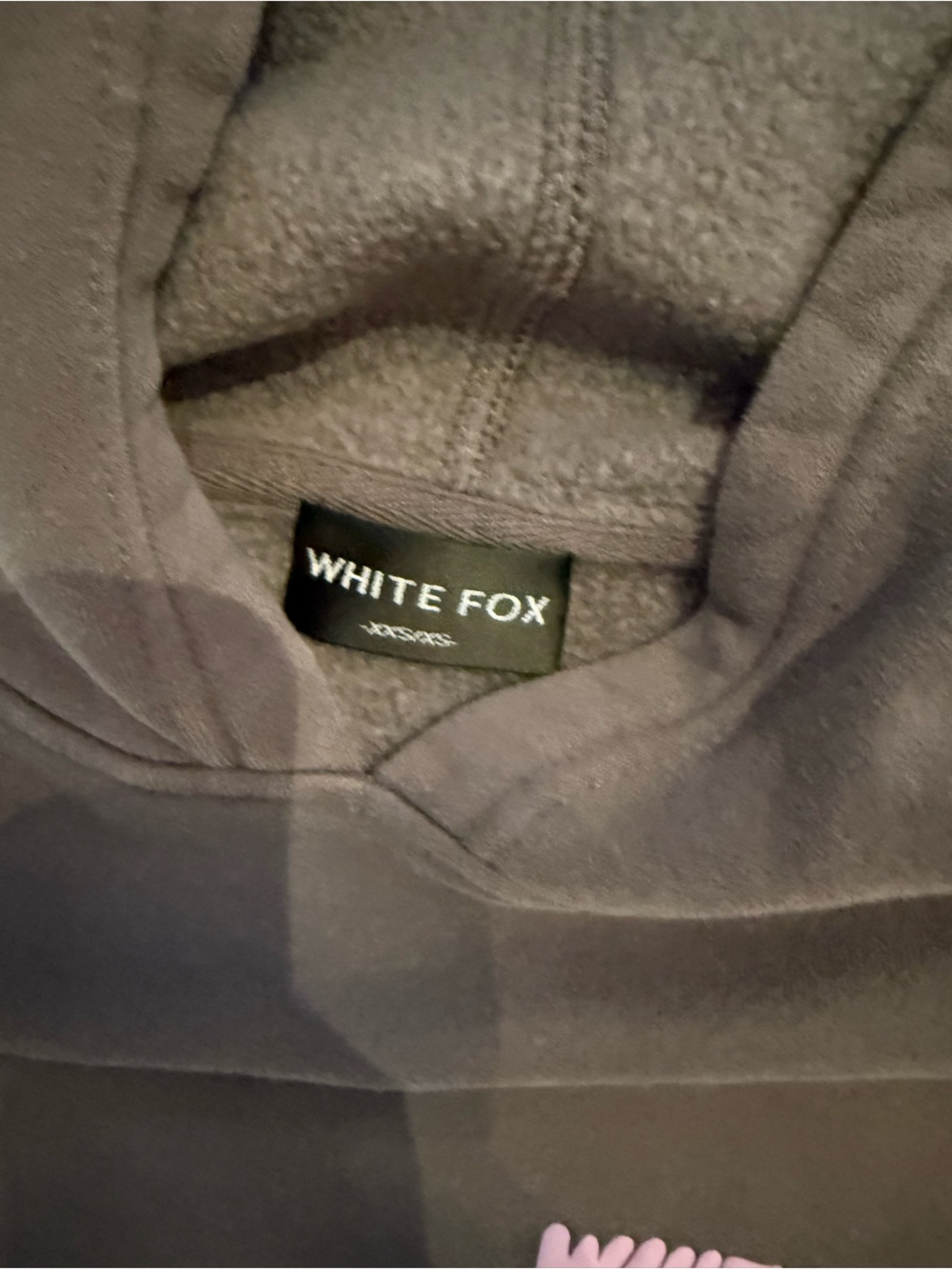 White Fox Boutique Charcoal Hoodie with Pink Logo - Picture 3 of 4